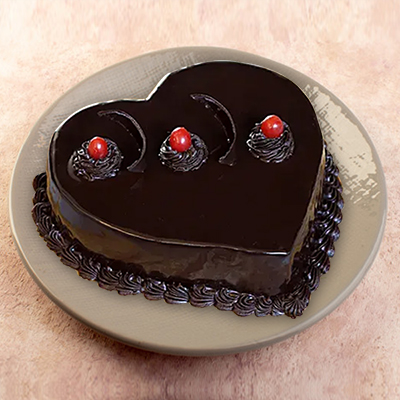 "Heart shape Chocolate Truffle Cake  - 500gms - Click here to View more details about this Product